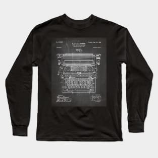 Typewriter Patent - Writer Editor Book Shop Décor Art - Black Chalkboard Long Sleeve T-Shirt